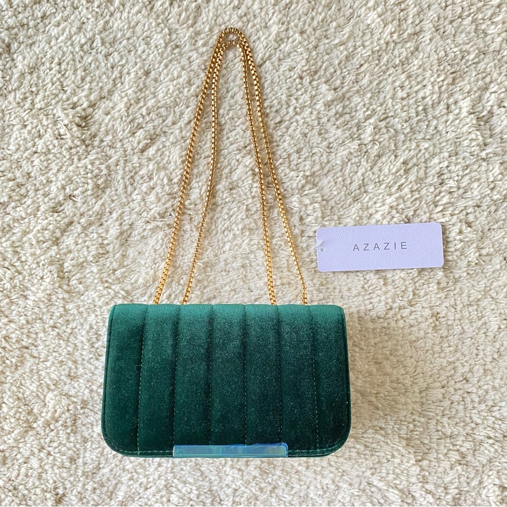 NEW‼️AZAZIE DARK GREEN VELVET CROSSBODY BAG